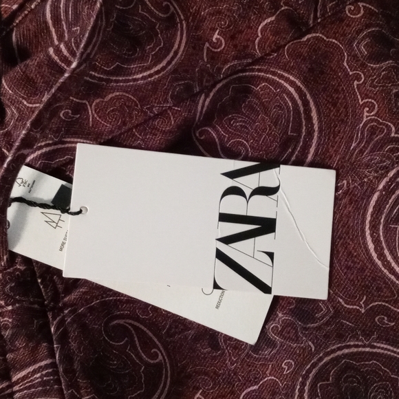 NWT Zara Women's Paisley Print Straight Pants. Size S. Color Purple. - Picture 10 of 12